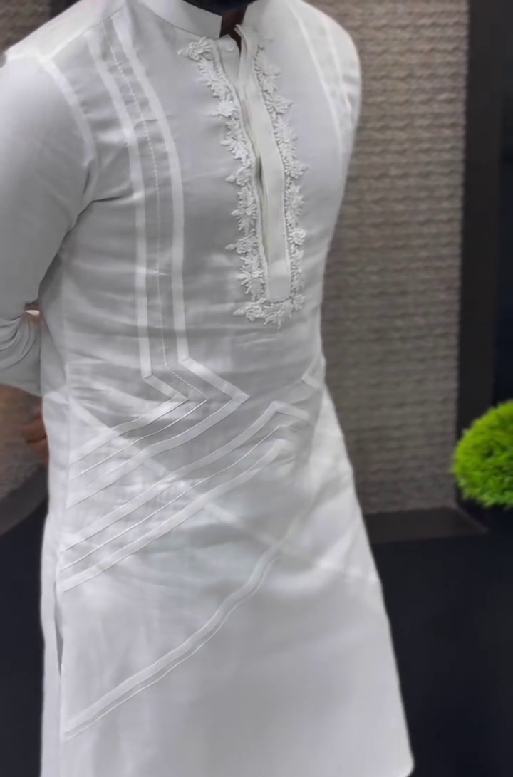 Premium White Embroidered Kurta