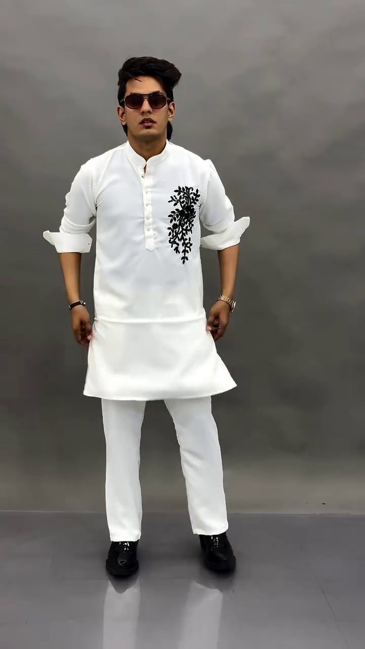 Ethnic Wear White Embroidered Kurta
