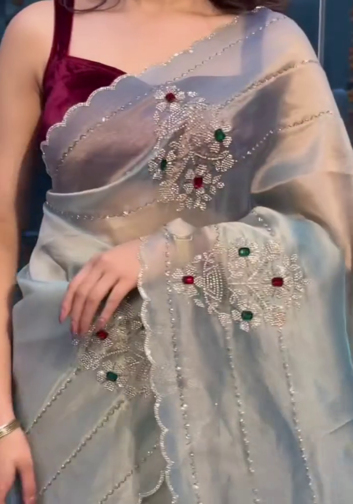 Embroidered Organza Saree