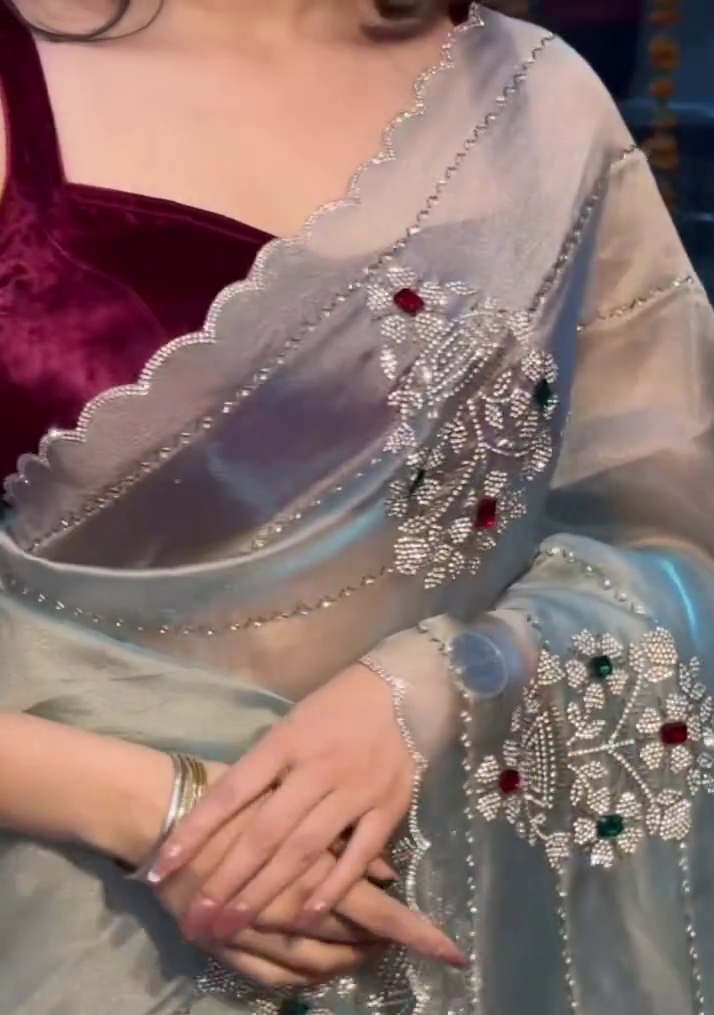 Embroidered Organza Saree