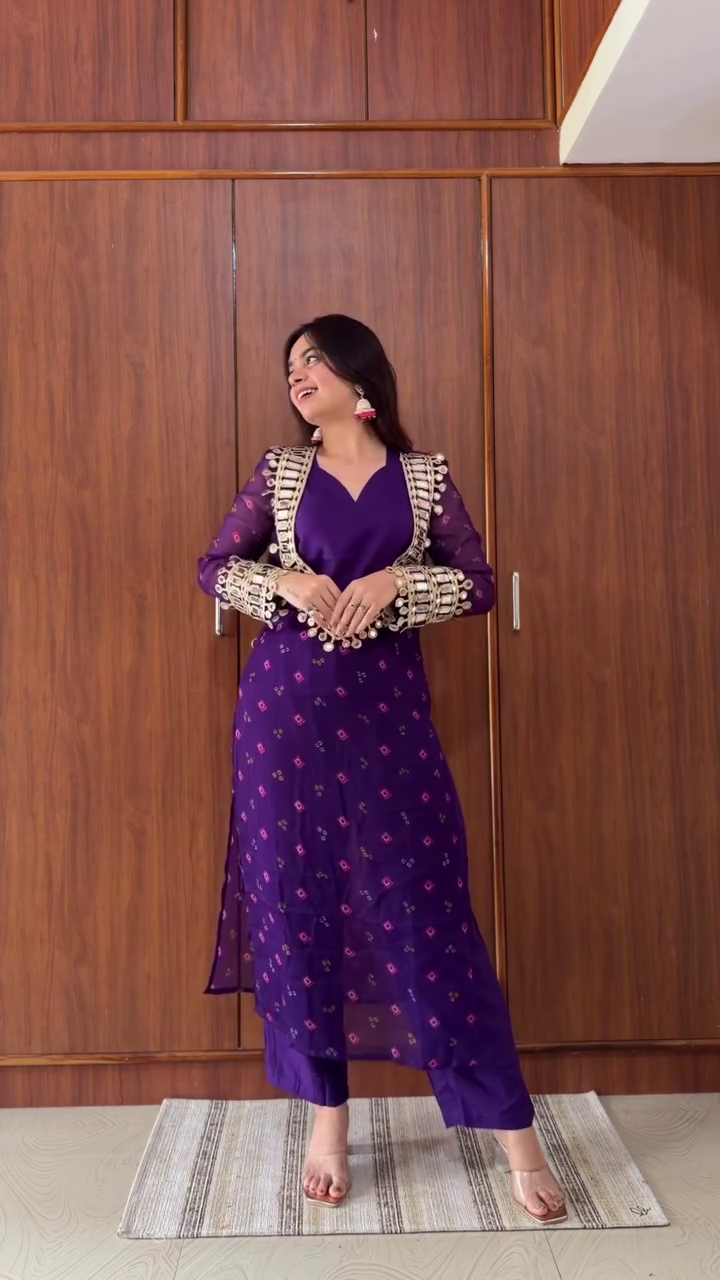 Anarkali Kurta Set with Statement Neck