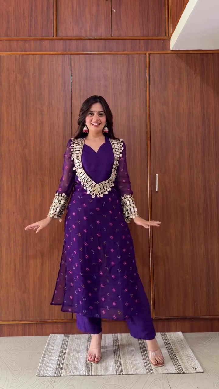 Anarkali Kurta Set with Statement Neck