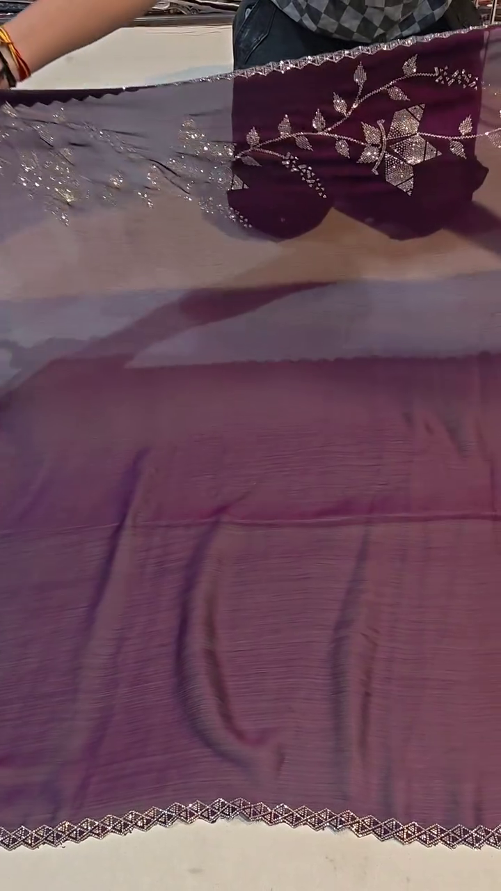 Deep Wine Embroidered Saree