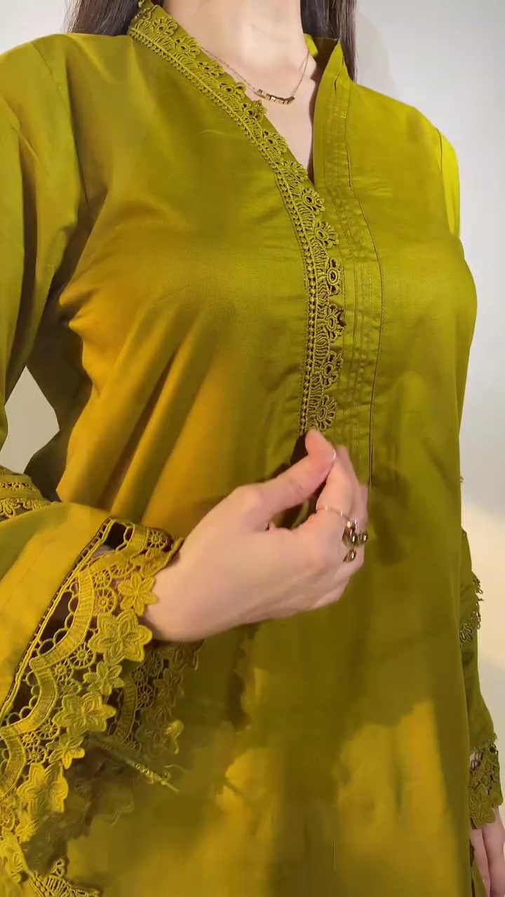 Eid Special Mustard Embroidered Kurta Set