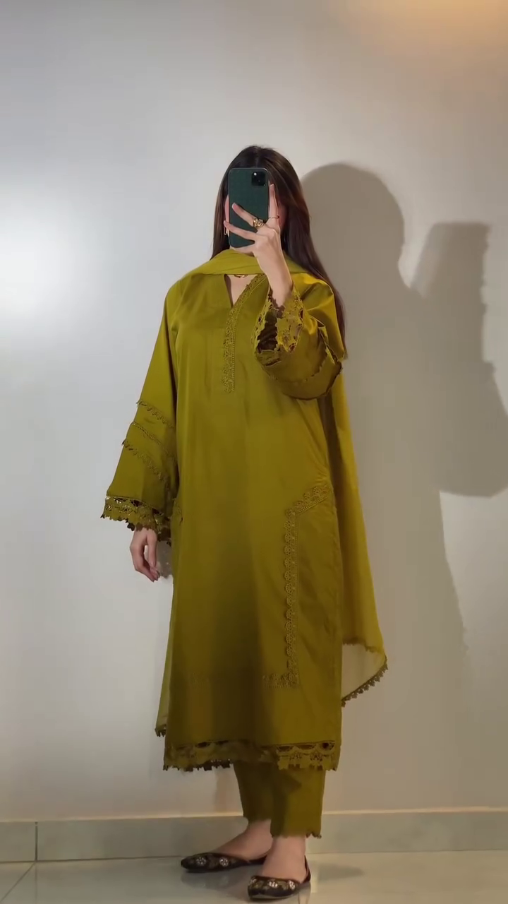 Eid Special Mustard Embroidered Kurta Set