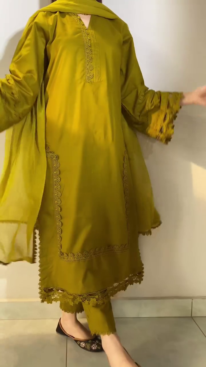 Eid Special Mustard Embroidered Kurta Set