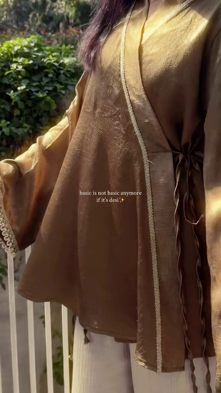 Satin Wrap-Style Short Kurti