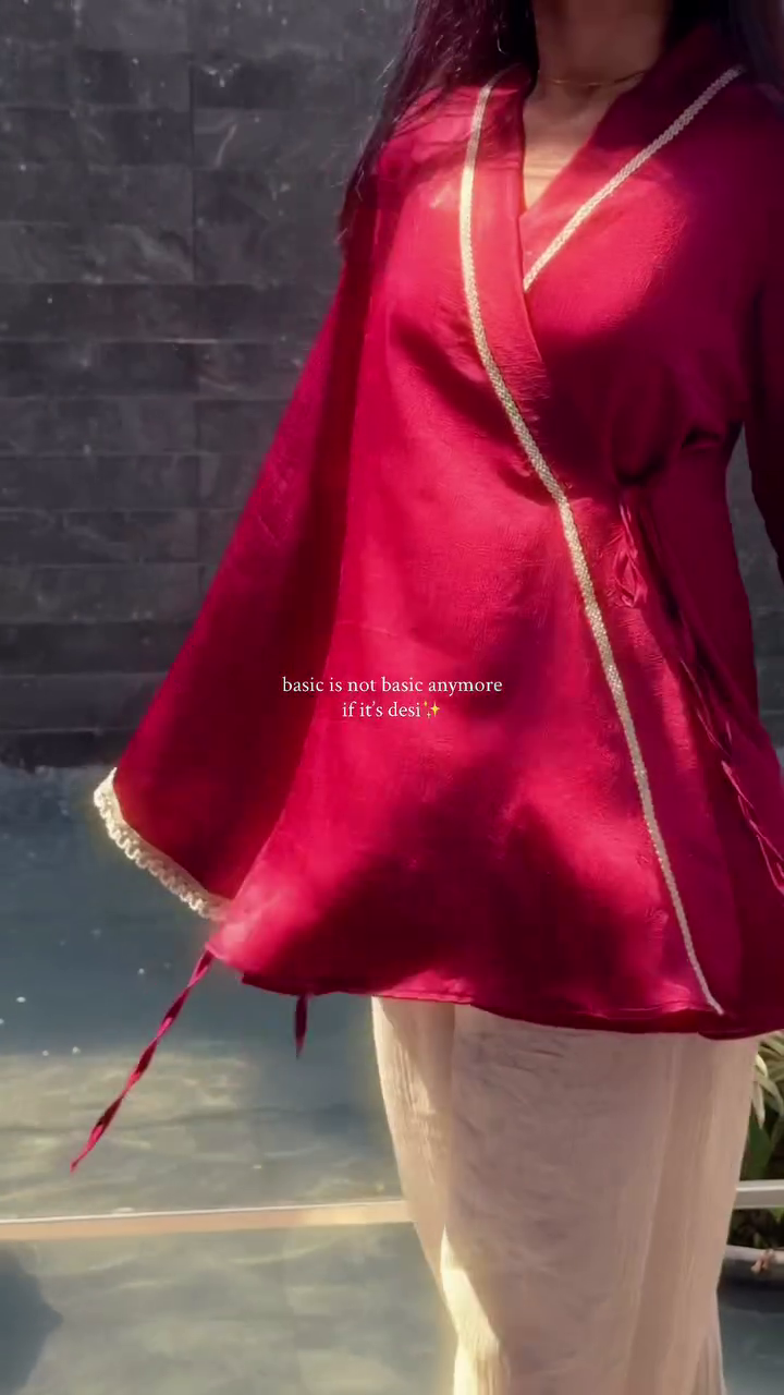 Satin Wrap-Style Short Kurti