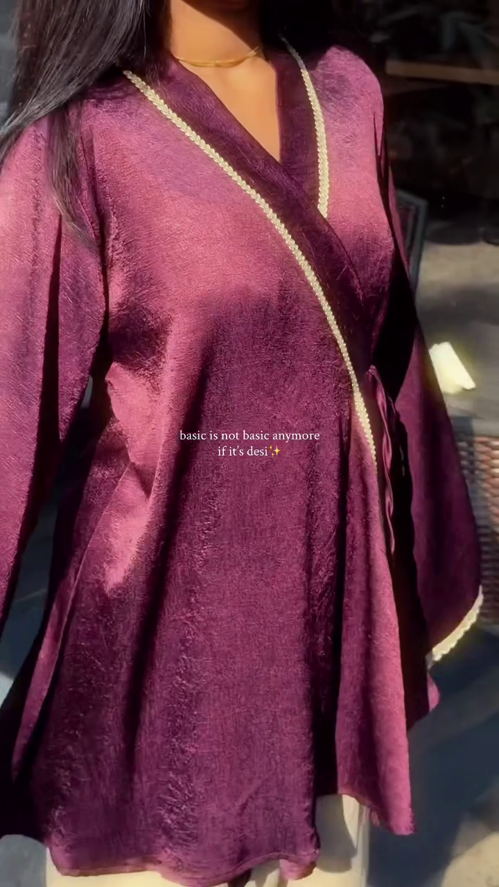 Satin Wrap-Style Short Kurti