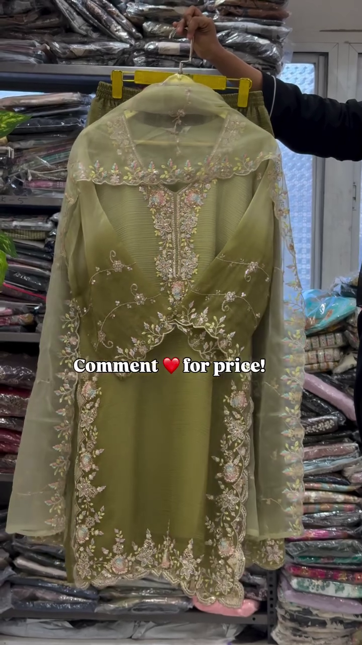 Festive Kurta Set with Organza Dupatta