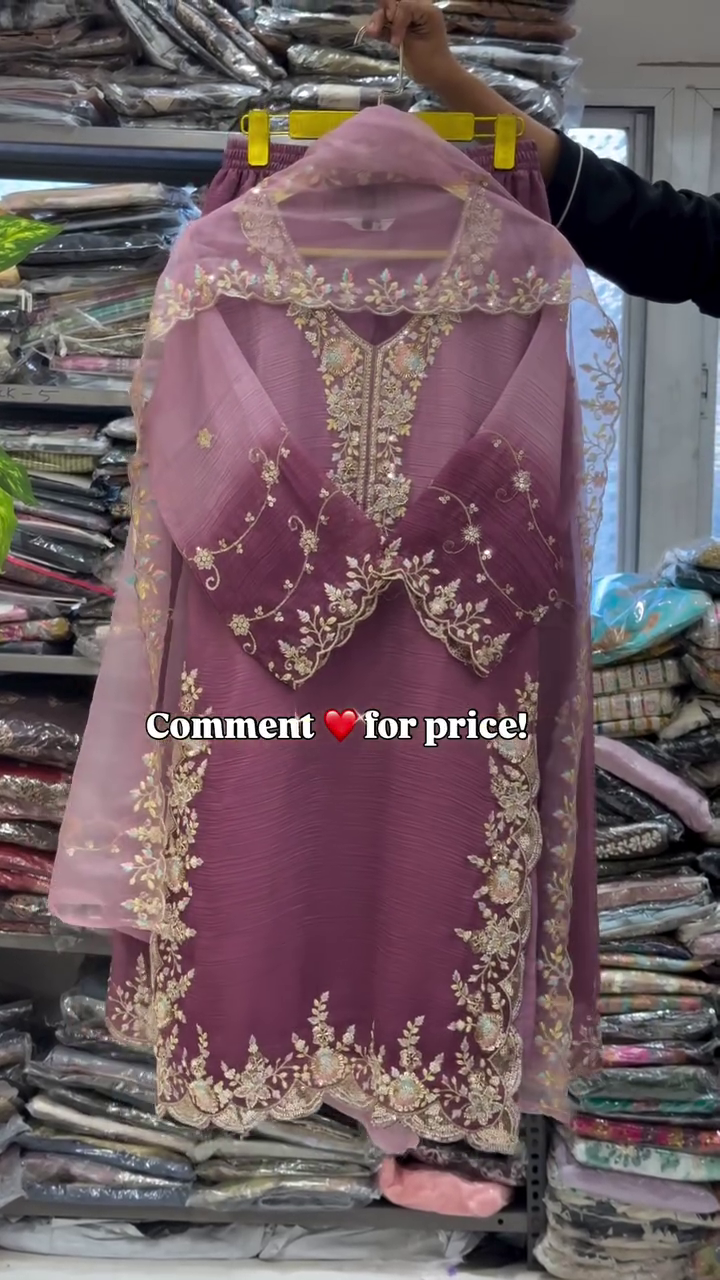 Festive Kurta Set with Organza Dupatta