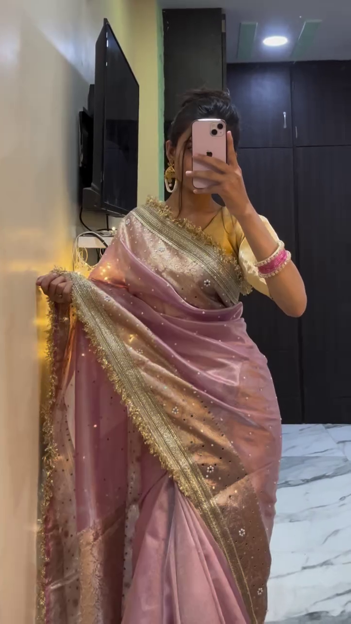 Organza Silk Saree with Zari