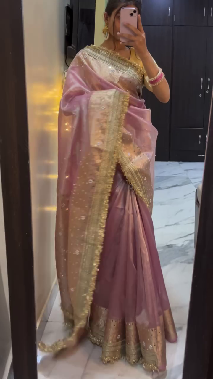 Organza Silk Saree with Zari