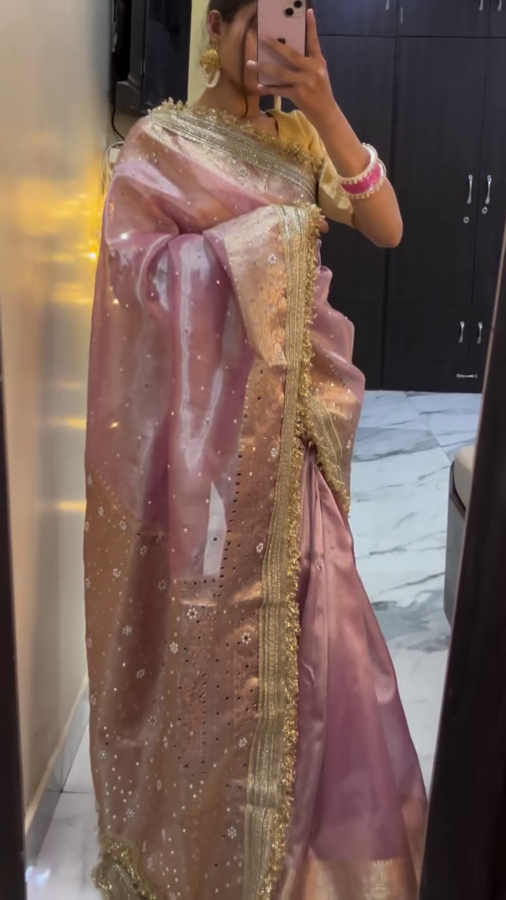 Organza Silk Saree with Zari